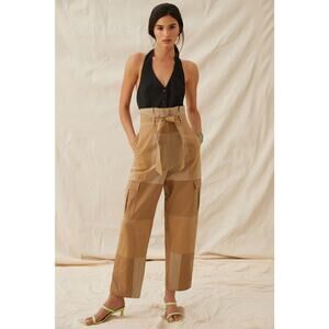Mes Demoiselles High-Waist Tie Front Cargo Pants - New Size 6